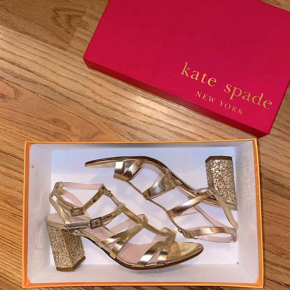 Kate Spade gold high-heel sandal size 6.5 WIDE